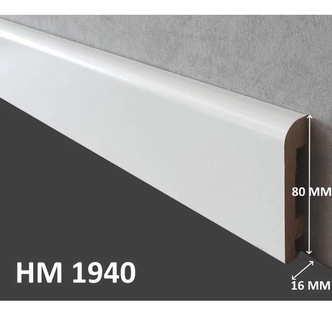 Плинтус напольный МДФ OHZ HM-1940, Белый Плинтус напольный МДФ OHZ HM-1940, Белый