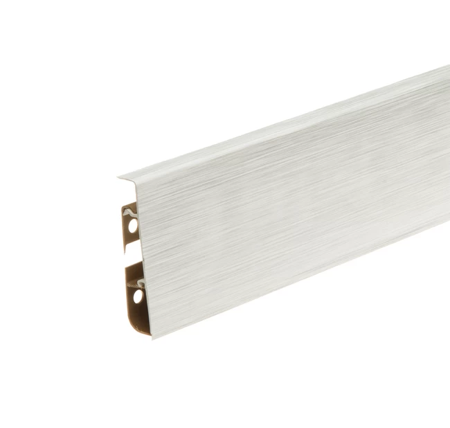 Плинтус напольный ПВХ Cezar HI-LINE PRESTIGE Брашированный белый алюминий 266 Плинтус напольный ПВХ Cezar HI-LINE PRESTIGE Брашированный белый алюминий 266