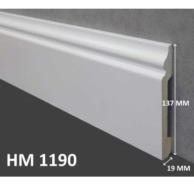 Плинтус напольный МДФ OHZ HM-1190, Белый Плинтус напольный МДФ OHZ HM-1190, Белый
