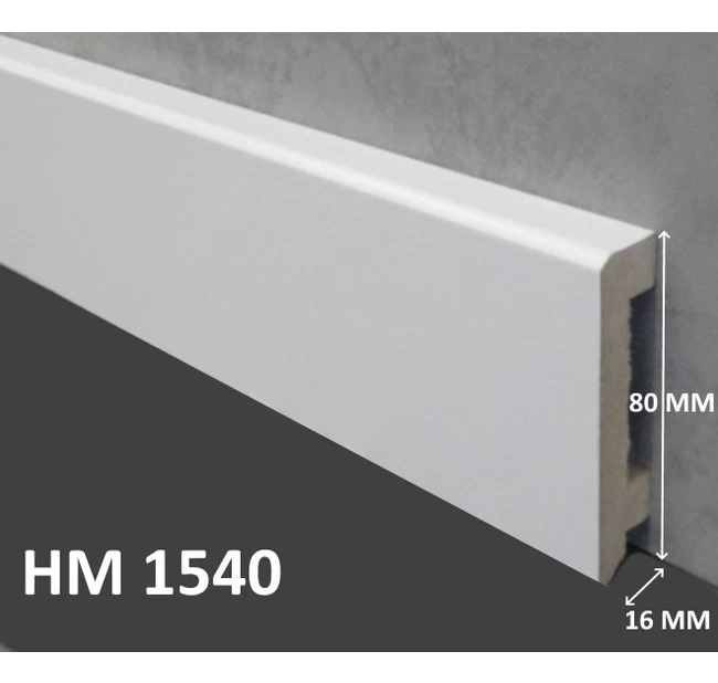 Плинтус напольный МДФ OHZ HM-1540, Белый Плинтус напольный МДФ OHZ HM-1540, Белый