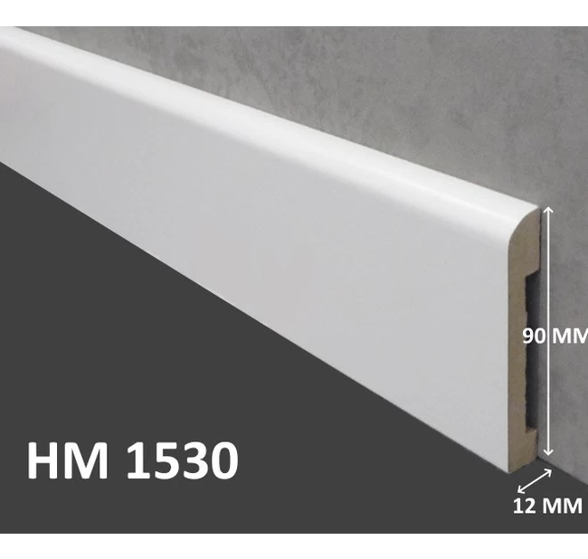 Плинтус напольный МДФ OHZ HM-1530, Белый Плинтус напольный МДФ OHZ HM-1530, Белый