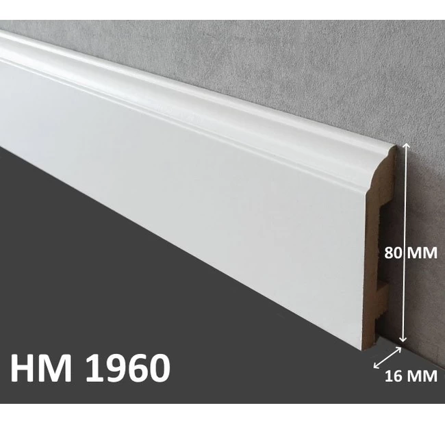Плинтус напольный МДФ OHZ HM-1960, Белый Плинтус напольный МДФ OHZ HM-1960, Белый