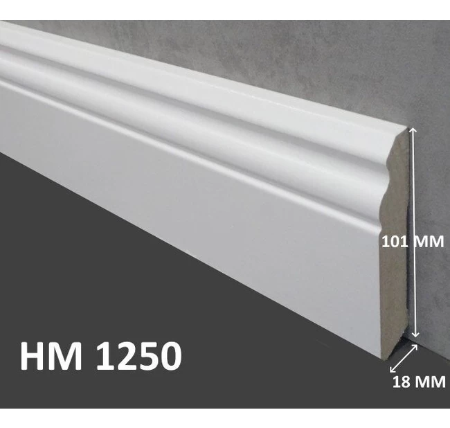 Плинтус напольный МДФ OHZ HM-1250, Белый Плинтус напольный МДФ OHZ HM-1250, Белый