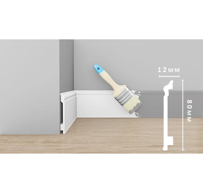 Плинтус напольный HDPS Winart PRO 80мм Ампир белый Плинтус напольный HDPS Winart PRO 80мм Ампир белый