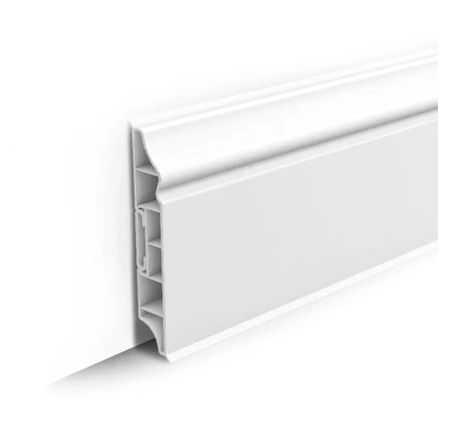 Плинтус напольный дюрополимерный Ideal Дюра 001 Белый фигурный 2200*80*15 мм Плинтус напольный дюрополимерный Ideal Дюра 001 Белый фигурный 2200*80*15 мм