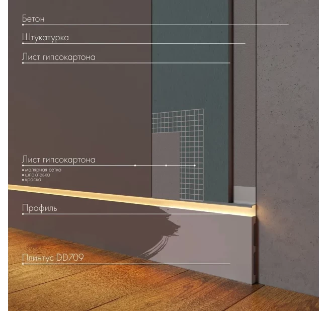 Плинтус напольный Decor-Dizayn DD709 Плинтус напольный Decor-Dizayn DD709