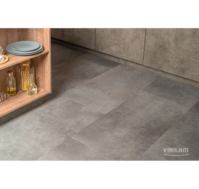 Виниловый ламинат Vinilam Ceramo Stone Цемент Стальной 71610 Виниловый ламинат Vinilam Ceramo Stone Цемент Стальной 71610