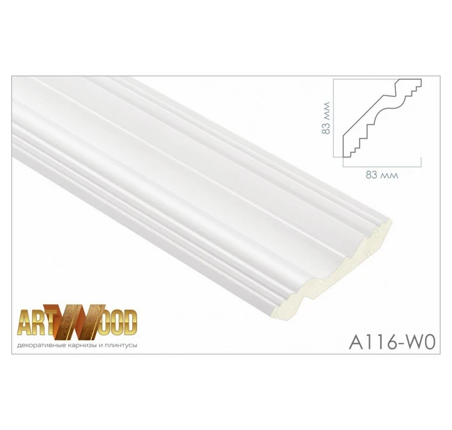 Плинтус потолочный Hi Wood A116-W0 83х83х2400 мм Плинтус потолочный Hi Wood A116-W0 83х83х2400 мм