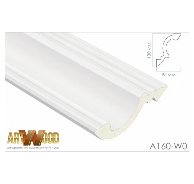 Плинтус потолочный Hi Wood A160-W0 130х95х2400 мм Плинтус потолочный Hi Wood A160-W0 130х95х2400 мм
