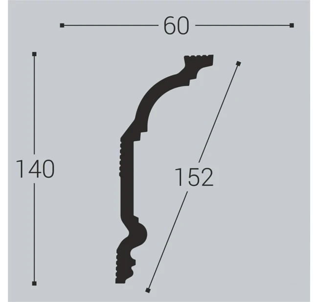 Потолочный карниз Bello Deco К2 140-60 Потолочный карниз Bello Deco К2 140-60