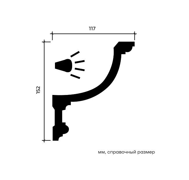 Карниз Европласт 1.50.209 жёсткий 117х152х2000 мм Карниз Европласт 1.50.209 жёсткий 117х152х2000 мм