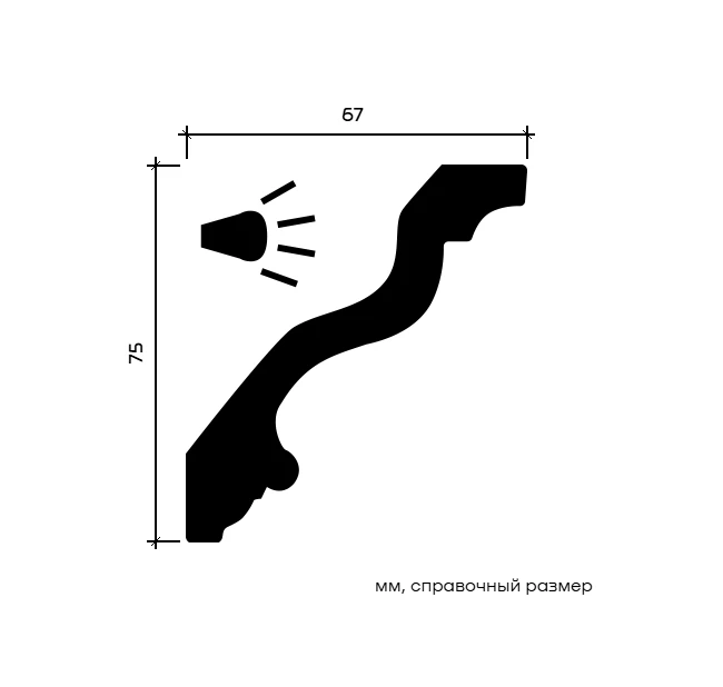 Карниз Европласт 1.50.216 жёсткий 67х75х2000 мм Карниз Европласт 1.50.216 жёсткий 67х75х2000 мм