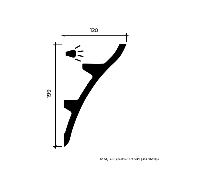 Карниз Европласт 1.50.624 жёсткий 120х199х2000 мм Карниз Европласт 1.50.624 жёсткий 120х199х2000 мм